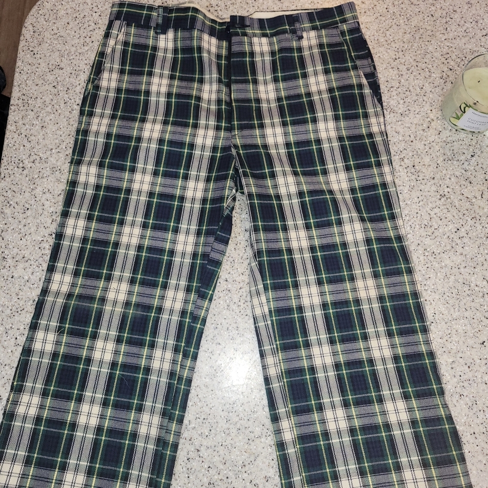 Vintage Levi's Panatela slacks. Green/WHT/blue/yellow plaid. Never worn!!! - Picture 5 of 5